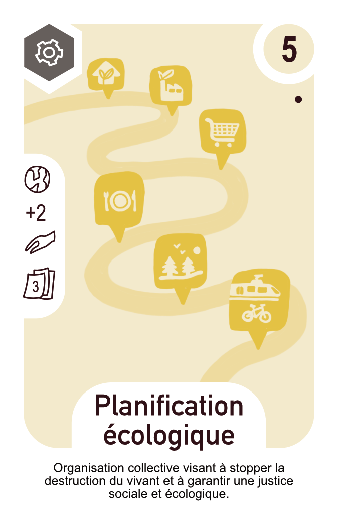 Carte Planification écologique : cartouche écosystème +2, piocher 3 cartes